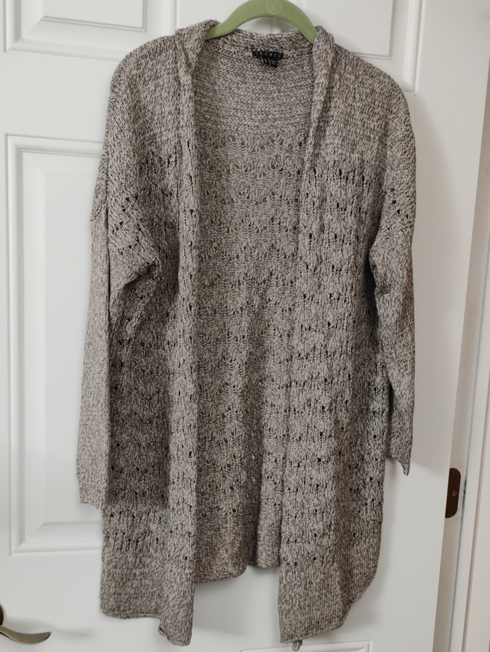Theory Heather Taupe Open-Front Marled Cardigan